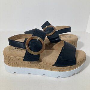 Womens Spring Step Abarah Leather Sandals Black 39 8/8.5 NWOT